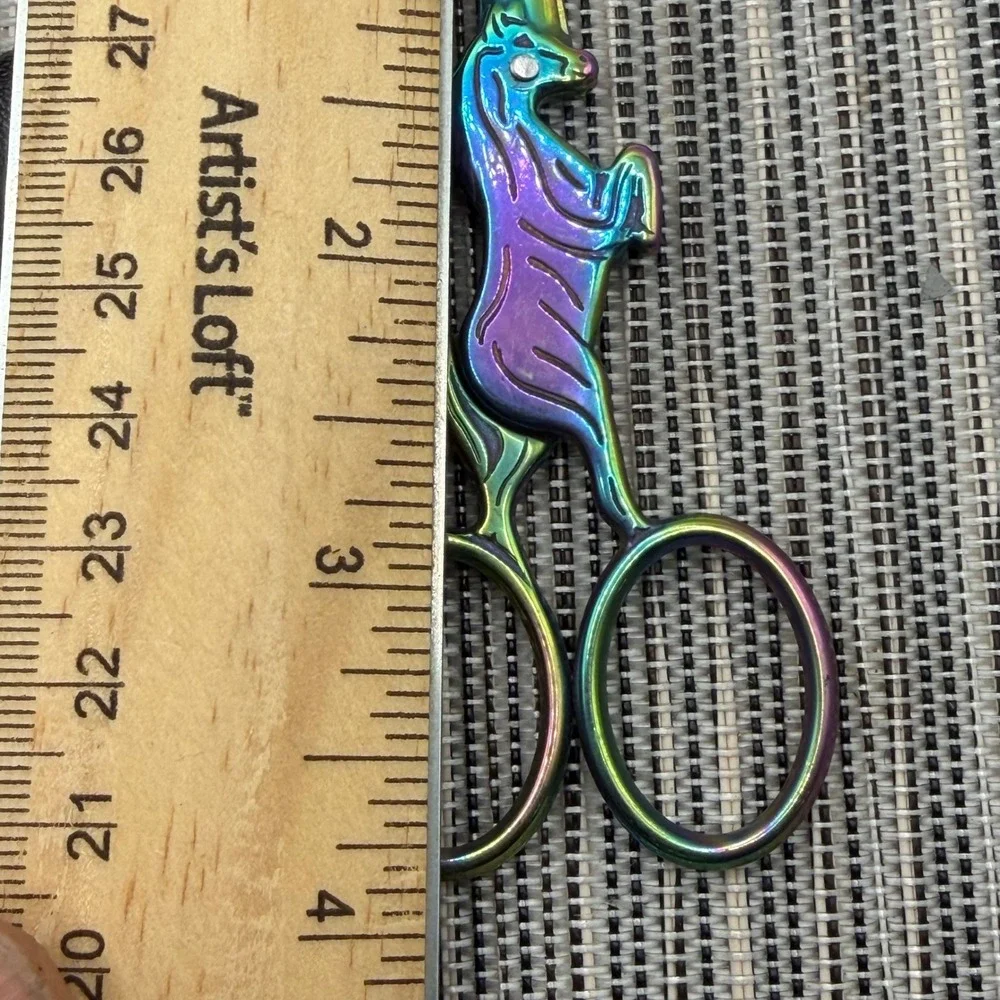 Unicorn Embroidery Scissors Rainbow Titanium Stainless Steel Sewing Snips 4.5 in